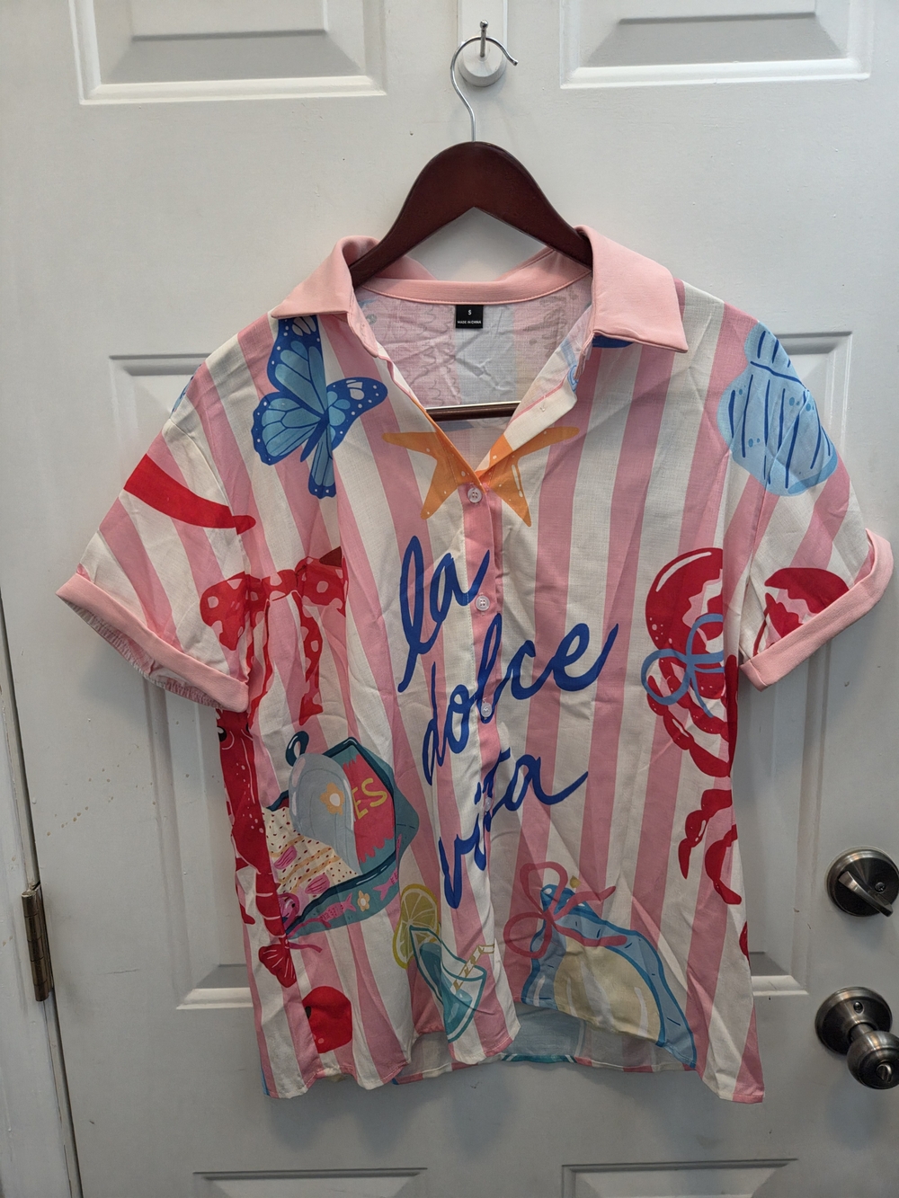 La Dolce Vita Pink Stripe Button-Up Shirt